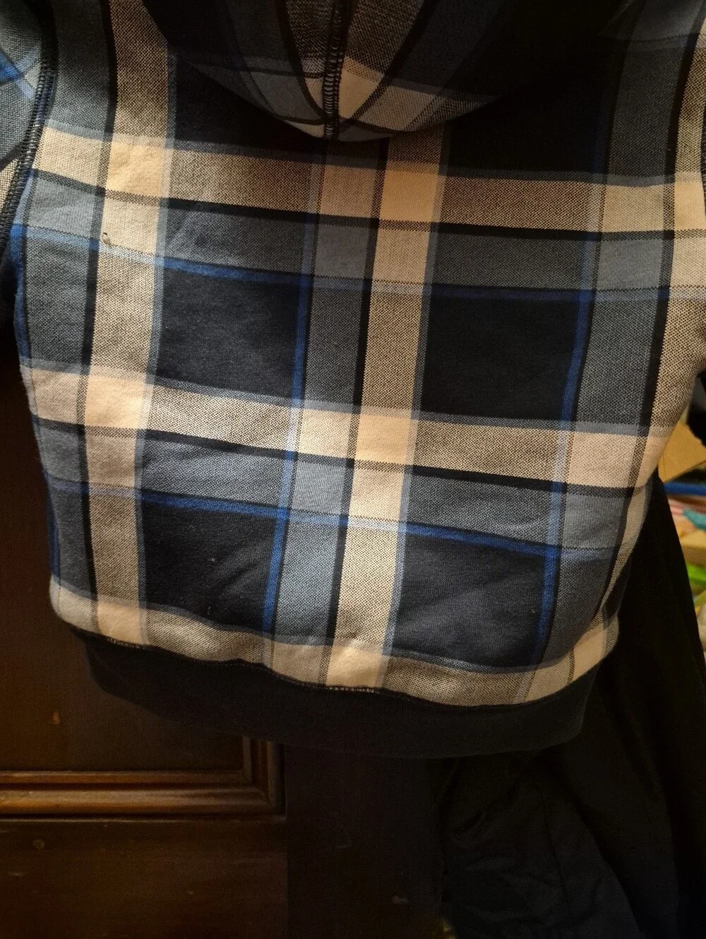 3T Baby Gap Cozy Plaid Sherpa-Lined Zip Hoodie - Navy & Cream